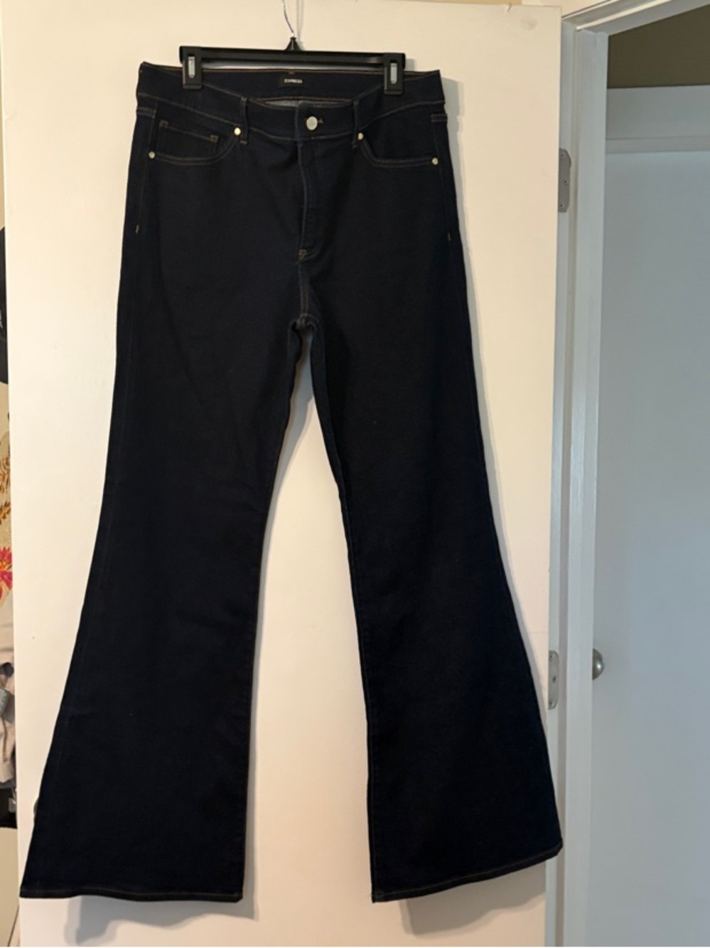 Express 70s Flare Mid Rise Women's Dark Navy Flared Jeans